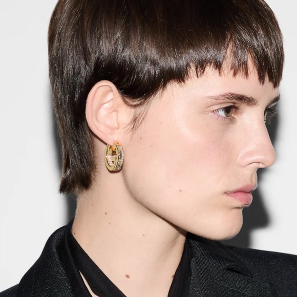 Gucci NIB NWOT gold color blondie earrings with rhinestone $730 retail - Picture 3 of 4